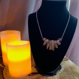 Amber crystal necklace.